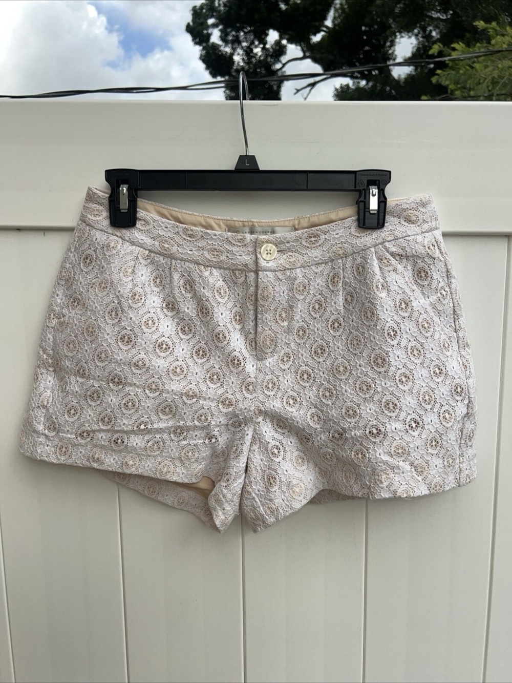 LC Lauren Conrad Cream Lace Eyelet Shorts